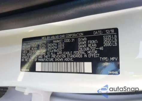 2019 Volvo Xc60 T5 Momentum z USA, uszkodzony, nr VIN LYV102DK5KB307715